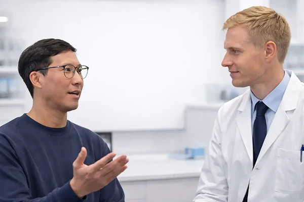 Dr. Michael Tam consulting another doctor about treatment